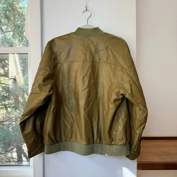 New Free People Wild Rose Vegan Leather Bomber Jacket Green We The Free Small - Picture 10 of 12